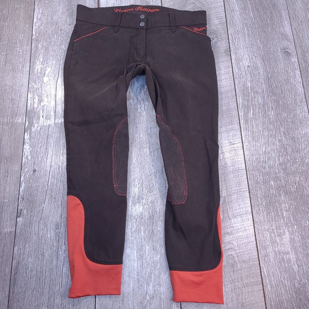 Elation Pants Womens 32 Knee Patch Horse Riding Brown Pull On Tapered